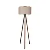 Lampadaire - MENZZO - Tympanum - Bois Marron - Tissu Beige - Or