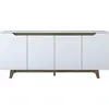 MENZZO Buffet - GD102 - 4 portes - 180 x 79 x 45 cm - Blanc / Noyer