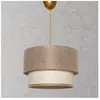 MENZZO Suspension Clara D30cm Métal Or et Tissu Beige et Blanc crème