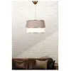 MENZZO Suspension Nilaya D30cm Métal Bolanc et Or et Tissu Blanc et Beige