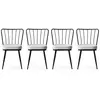 MENZZO Lot de 4 chaises Gino Métal Noir et Velours Blanc