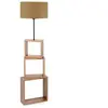 MENZZO Lampadaire combiné 3 étagères Venes 140cm Bois Naturel et Tissu Brun