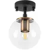 MENZZO Plafonnier lampe sphérique Acresh Ø15cm Verre Transparent et Métal Noir