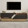 Meuble TV en bois Yaprak - 160 x 40 x 45 cm - Saphir Anthracite