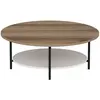 MENZZO Table basse ovale Mekong 60x90cm Métal Noir et Bois Blanc et Chêne clair