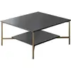 MENZZO Table basse carrée Harmony 80x80cm Métal Or et Bois Anthracite