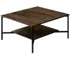 MENZZO Table basse carrée Harmony 80x80cm Métal Noir et Bois foncé