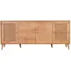 MENZZO Buffet bas 4 portes avec cannage Lodim L180cm Chêne clair