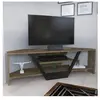 MENZZO Meuble TV Norah 120cm Noir et Chêne foncé