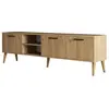 CALICOSY Meuble TV 2 niches 3 portes - L180 cm - 180 cm X 35 cm X 53 cm - EXXEN - Chêne