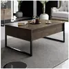 MENZZO Table basse Sibylle 60x90cm Métal Noir et Bois foncé