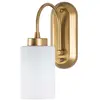 MENZZO Applique murale 1 lampe style vintage Cary Métal Or et Verre ambre Blanc