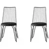 MENZZO Lot de 2 chaises pieds épingles Gall Métal Noir et Simili cuir Noir
