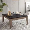 BOBOCHIC SUBLEEM Table basse IRMINA Noyer / Noir  Marron   Pieds bois Forme carrée Effet marbre
