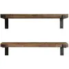 2 Etagères Murales Design Industriel Lamo - L. 60 X L. 14 Cm - Marron
