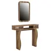 MENZZO Ensemble console et miroir Basalt Bois Naturel