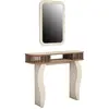 MENZZO Ensemble console et miroir Basalt Bois Naturel et Blanc crème