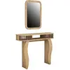 MENZZO Ensemble console et miroir Basalt Bois Naturel et Chêne clair
