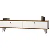 MENZZO Meuble Tv Dozia L160cm Blanc et Bois foncé