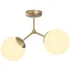 VENTE-UNIQUE Suspension en métal 2 globes DAMAR - L. 44 x H. 28 cm - Doré et blanc