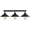 VENTE-UNIQUE Suspension en métal - 3 abat-jours amovibles - BERCESTE - D.80 x H. 17cm - Noir
