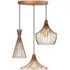 VENTE-UNIQUE Suspension en métal MEZOPOTAMYA - 3 abat-jours - L. 55 x H. 113 cm - Cuivré