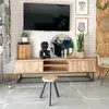Meuble télé BOBOCHIC KOHI - Marron - Deux niches - Pieds en métal