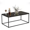 MENZZO Table basse Yasamin L95xH43cm Bois Effet marbre Noir et Métal Noir