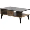 MENZZO Table basse Balou 90x54cm Bois Naturel et Noir effet marbre