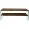 MENZZO Meuble TV 2 tablettes Translucens 120x45x35cm Bois massif Verre trempé Naturel Transparent
