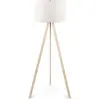 MENZZO Lampadaire Tympanum trépied Bois Blanc Blanc créme et Blanc