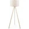 MENZZO Lampadaire Tympanum trépied Bois Blanc Blanc créme
