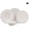 MENZZO Set vaisselle service dîner 24 pièces Murrina Porcelaine fond Blanc et bordure pliée avec écaille