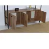 MENZZO Buffet haut style industriel Halzo L120xH100cm Bois clair et Métal Noir