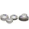 MENZZO Service de table 24 pièces Alvara 100% Porcelaine Motif Abstrait Bleu, Jaune et Blanc