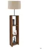 MENZZO Lampadaire combiné 3 étagères Poppy H150cm Tissu Beige et Bois Naturel