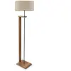MENZZO Lampadaire Soleta H150cm Bois Naturel et Tissu Beige clair