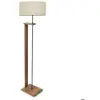 MENZZO Lampadaire Soleta H150cm Bois Naturel et Tissu Beige
