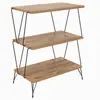 MENZZO Table d'appoint 3 étages Ozone Métal Noir et Bois Nature
