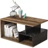 MENZZO Table basse Rudoka L90xH42cm Bois Naturel et Effet marbre Noir