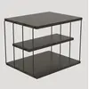 Table de chevet - MENZZO - Gersis - 3 étagères - Métal Noir - Bois Anthracite