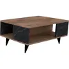 MENZZO Table basse Bianca L90xP60cm Bois et Effet marbre Noir