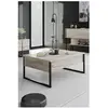 MENZZO Table basse Sibylle L90xH40cm Bois Effet travertin Beige et Métal Noir
