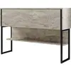 MENZZO Console moderne 1 porte Sibylle L120cm Bois Effet travertin et Métal Noir