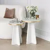 MENZZO Lot de 2 tables basse gigognes Ralia Bois Blanc et Or
