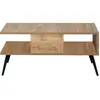 CALICOSY Table basse décor bois pin et noir L90 cm - 90 cm X 50 cm X 42 cm - Bukle