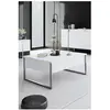 MENZZO Table basse Sibylle L90xH40cm Bois Blanc et Métal Argent