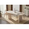 Table à Manger Sabella - 100% MELAMINE - Travertin - 75 x 90 x 200 cm