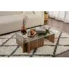 MENZZO Table basse design Azar L105cm Bois foncé et Verre Transparent