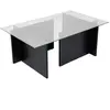 CALICOSY Table basse avec plateau en verre L105 cm - 105 cm X 65 cm X 40 cm - NOAH - Chêne noir
